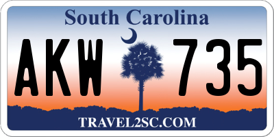SC license plate AKW735