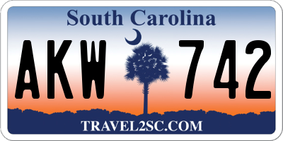 SC license plate AKW742