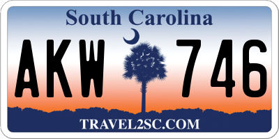 SC license plate AKW746