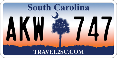 SC license plate AKW747