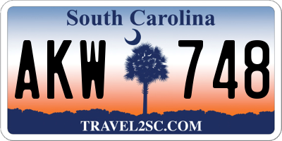 SC license plate AKW748