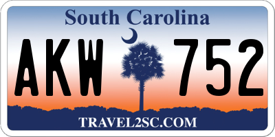 SC license plate AKW752