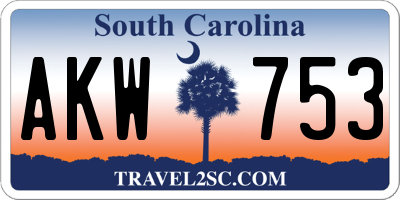 SC license plate AKW753