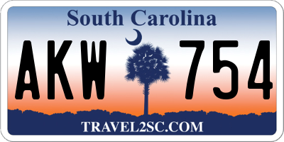 SC license plate AKW754