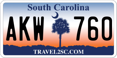 SC license plate AKW760
