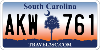 SC license plate AKW761