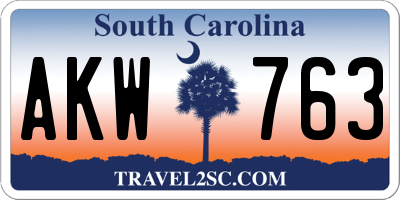 SC license plate AKW763