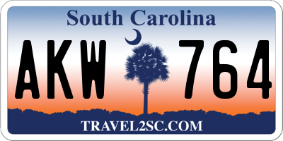SC license plate AKW764