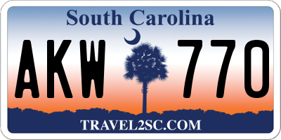 SC license plate AKW770