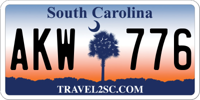 SC license plate AKW776