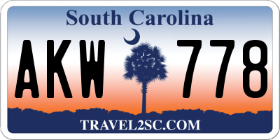 SC license plate AKW778