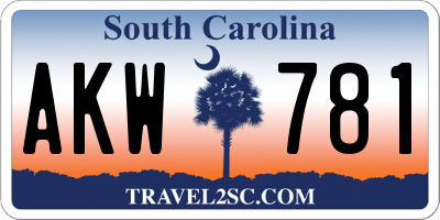 SC license plate AKW781