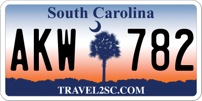 SC license plate AKW782