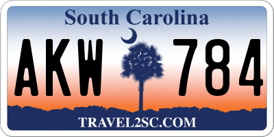 SC license plate AKW784