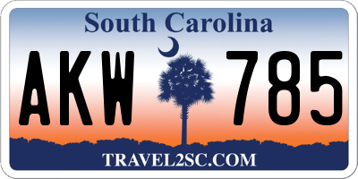 SC license plate AKW785