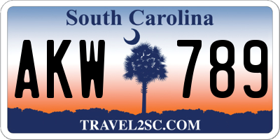SC license plate AKW789