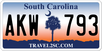 SC license plate AKW793