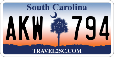 SC license plate AKW794