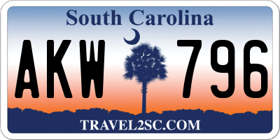 SC license plate AKW796