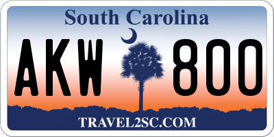 SC license plate AKW800