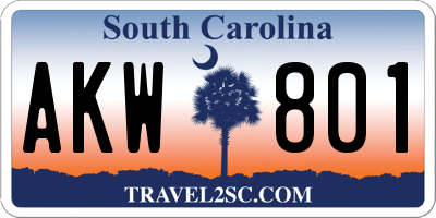 SC license plate AKW801