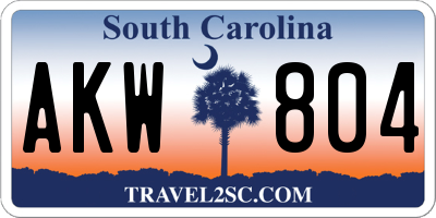 SC license plate AKW804
