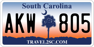 SC license plate AKW805