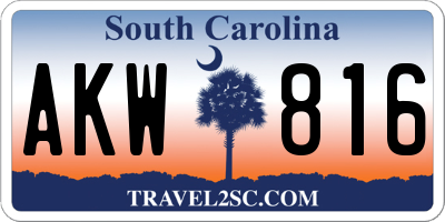 SC license plate AKW816