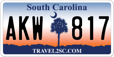 SC license plate AKW817