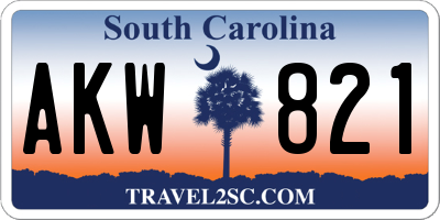 SC license plate AKW821