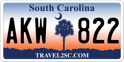 SC license plate AKW822