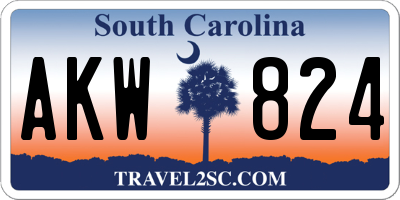 SC license plate AKW824