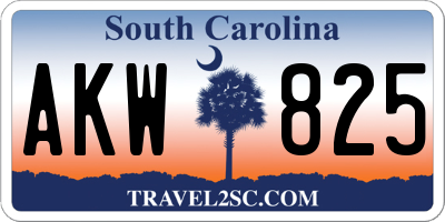 SC license plate AKW825