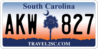 SC license plate AKW827