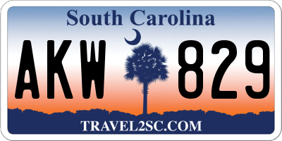 SC license plate AKW829