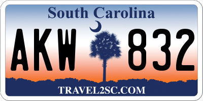SC license plate AKW832
