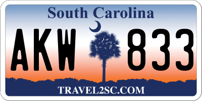 SC license plate AKW833