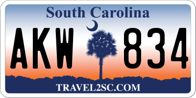 SC license plate AKW834
