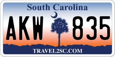 SC license plate AKW835
