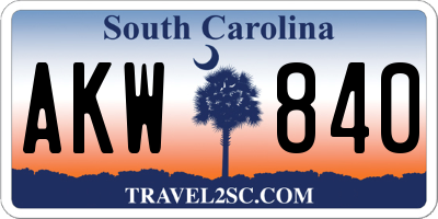 SC license plate AKW840