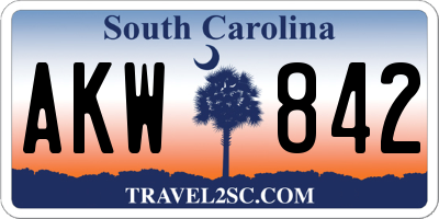 SC license plate AKW842