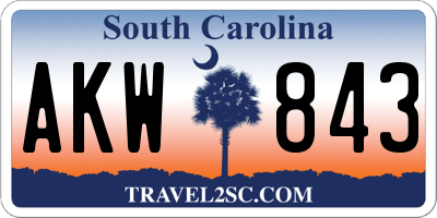 SC license plate AKW843