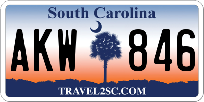 SC license plate AKW846