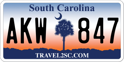 SC license plate AKW847