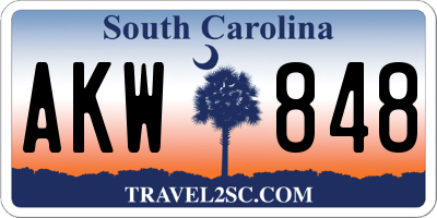 SC license plate AKW848