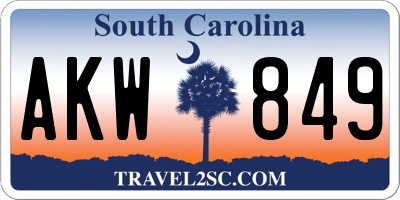 SC license plate AKW849