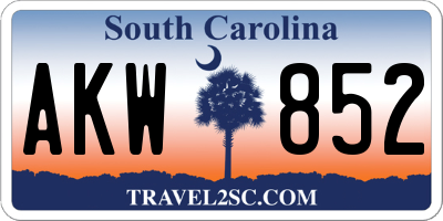 SC license plate AKW852