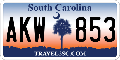 SC license plate AKW853