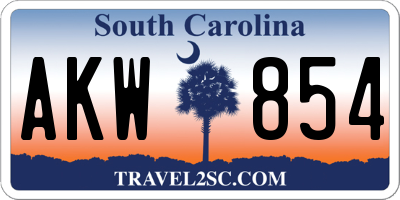 SC license plate AKW854