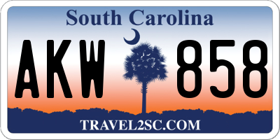 SC license plate AKW858